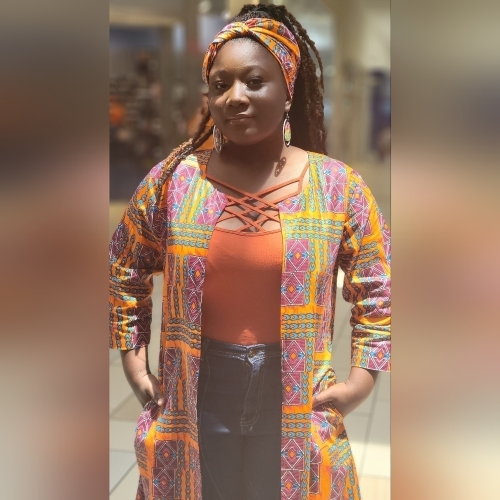 Ankara Print Duster/Jacket with matching headwrap . . .
